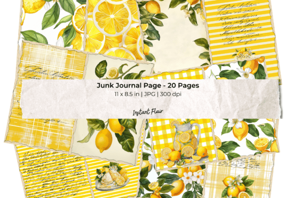 Lemon Junk Journal Pages Bundle
