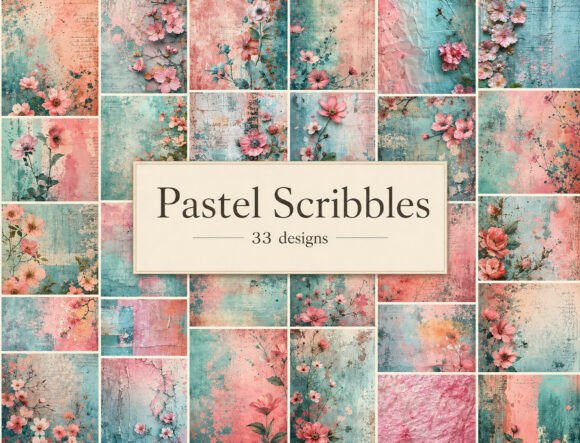 Vintage Floral Grunge Digital Paper