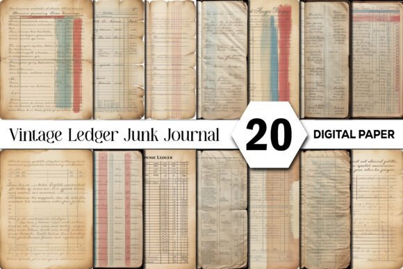 Vintage Ledger Junk Journal Background